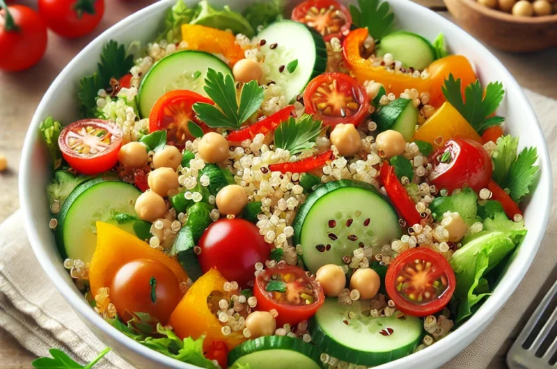وصفة سلطة الكينوا بالخضار والحمص