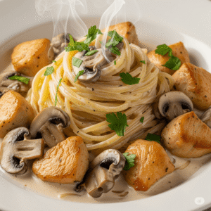 كريمة طبخ باستا الدجاج بالكريمة والفطر الغنية