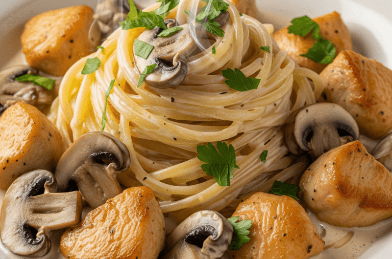 كريمة طبخ: باستا الدجاج بالكريمة والفطر الغنية