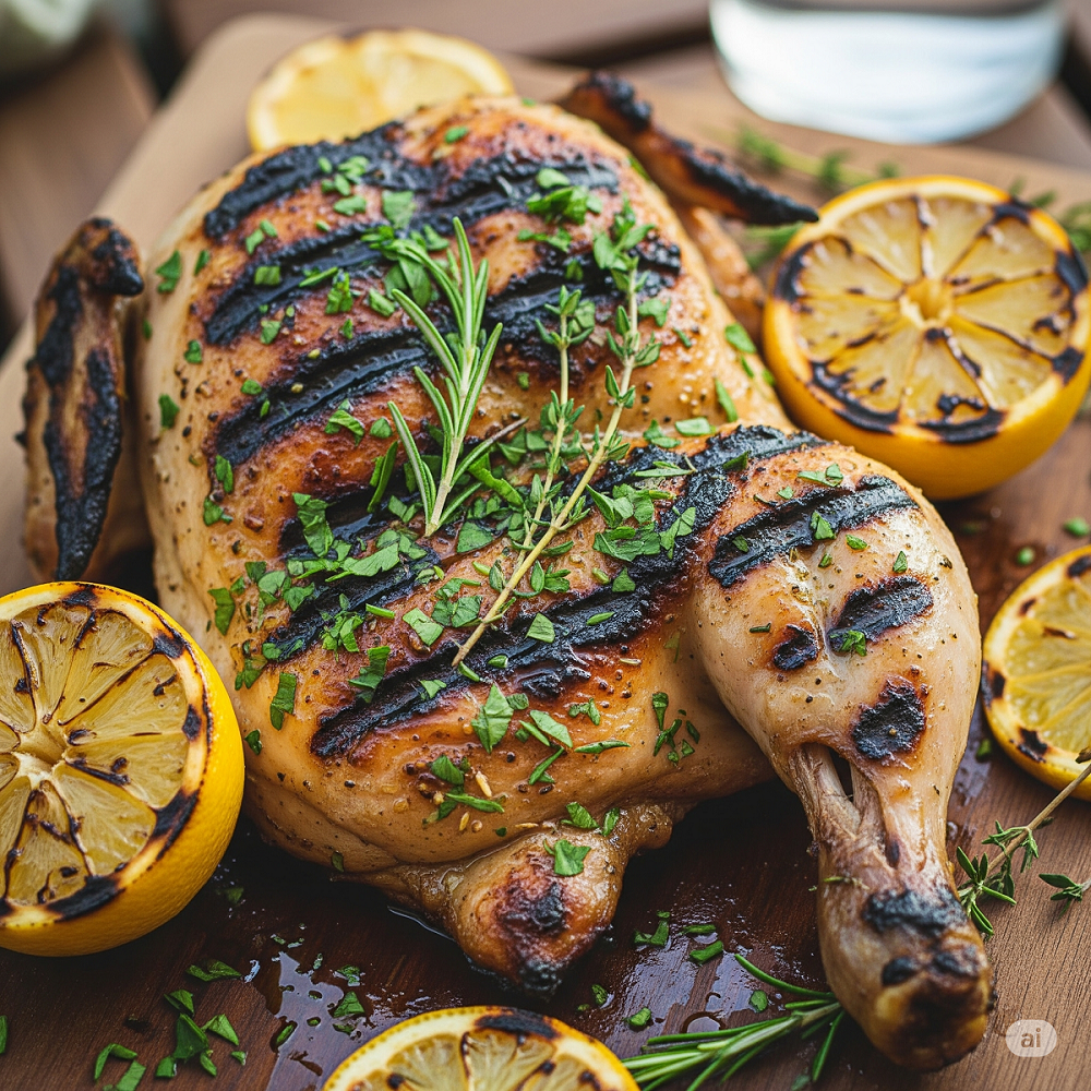 دجاج مشوي بالليمون والأعشاب