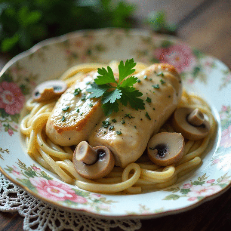 صدور دجاج بالكريمة والفطر