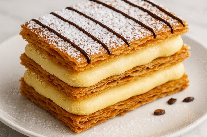 الميلفاي الكلاسيكية المقرمشة بالكاسترد والفانيلا